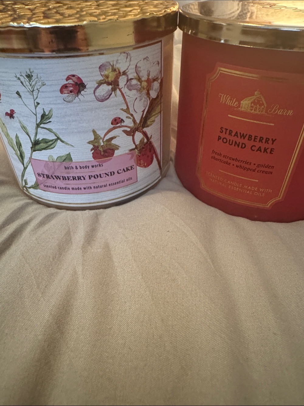 (2) Bath & Body Works Strawberry Pound Cake Decorative Candles